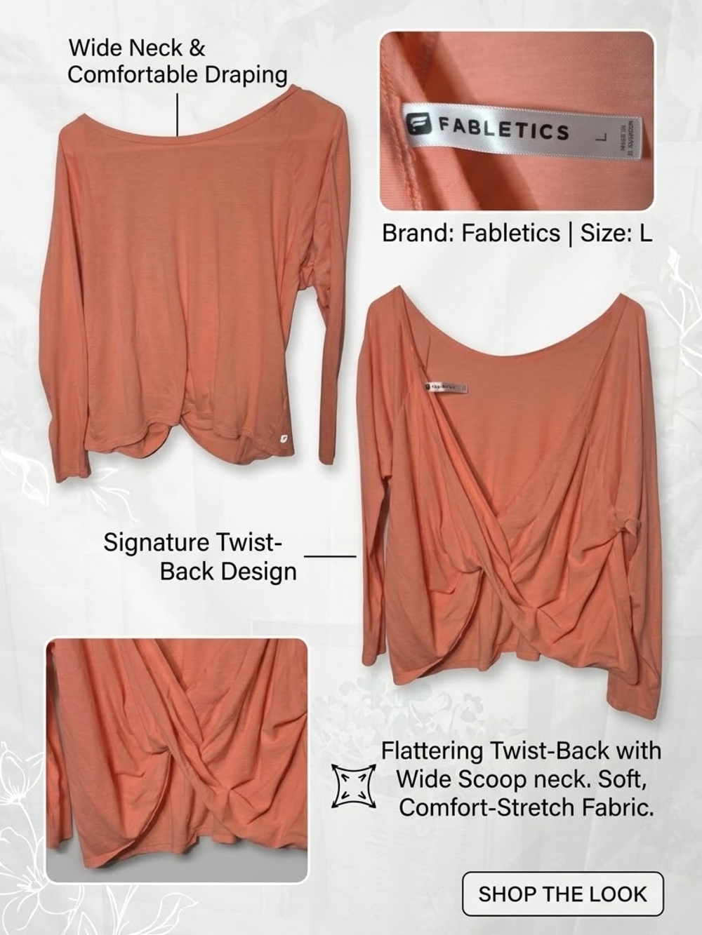 Fabletics Women’s Long Sleeve Twist-Back Top - Clay/Peach